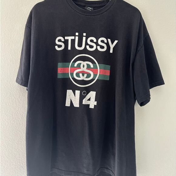 Vintage Stussy No. 4 x Gucci  Black Shirt size XL - USED - Picture 2 of 12